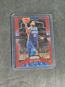 2019-20 Panini Prizm Fast Break Joel Embiid Red Disco Prizm /125 76ers Clean
