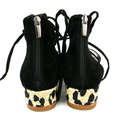 Vince Camuto Kellia Suede Leather Leopard Sisal Strappy Platform Sandals Black 9 - Picture 4 of 9