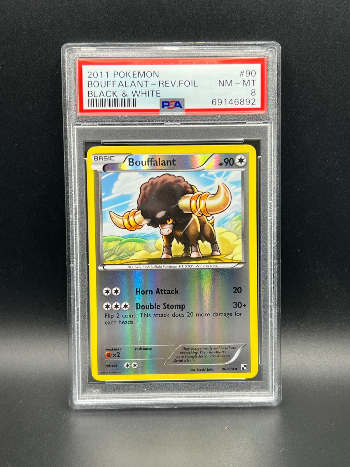 Pokemon PSA 8 NM-MT Bouffalant 90/114 Black & White Reverse Holo 2011 S#6892