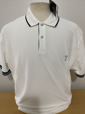 NWT Golfino Men's Extra Dry Striped Rib Polo 8236512 100 White Sz 3XL NEW