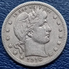 1916 D Barber Quarter 25c Better Grade XF #72428