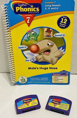 Leap Frog Leap Pad Phonics Lesson 7 Mole's Huge Nose Plus 2 Game Cartridges Inc