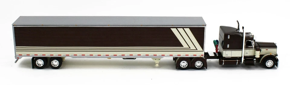 2023 DCP 1:64 *MARROM E CREME* Peterbilt 359 63" teto médio com reboque de produtos secos novo na caixa! - Imagem 3 de 4