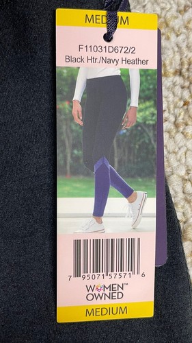 Tangerine Womens Color Block Leggings, Black , Navy Heather Size Medium - Picture 9 of 23