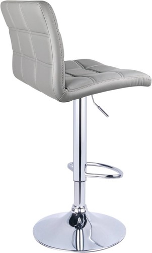 2X Modern Square Back PU Leather Adjustable Height Bar Stools with Chrome Base - Picture 10 of 13