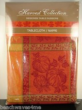 Harvest Collection Halloween Pumpkins Fall Tablecloth 60" by 84" Oblong NWT