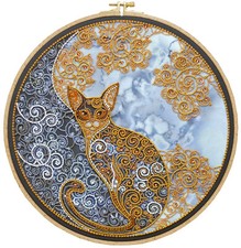 Moon Cat bead embroidery kit FREE SHIPPING DIY beading embroidery kit cat em
