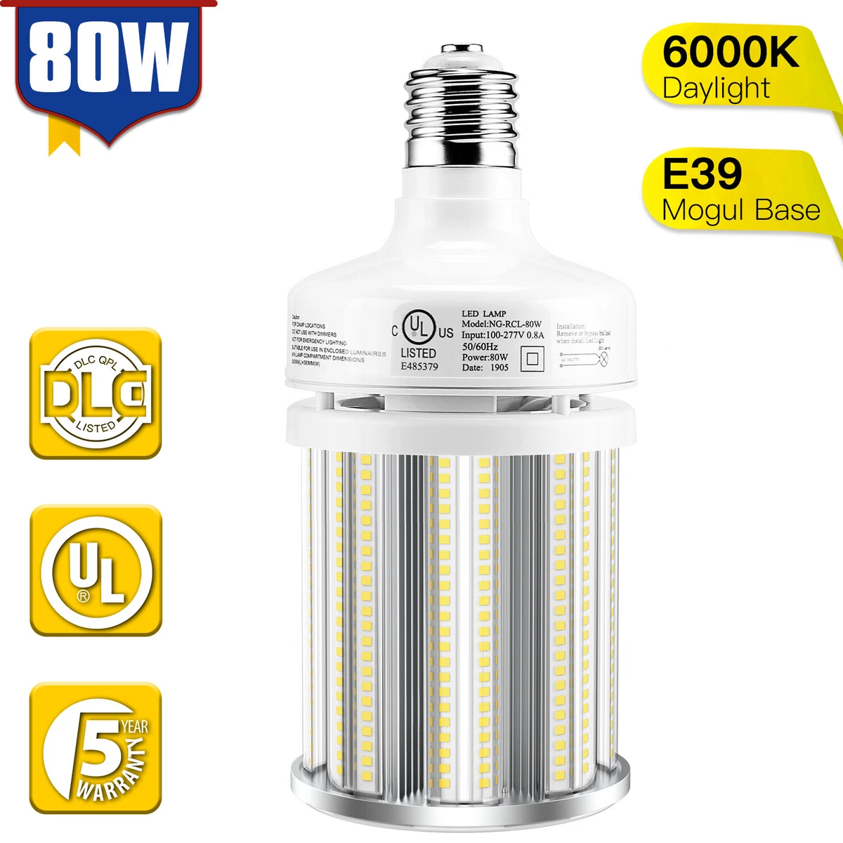 80W LED Retrofit Corn Light Lulbs Replace 400 Watt MH HPS CFL HID