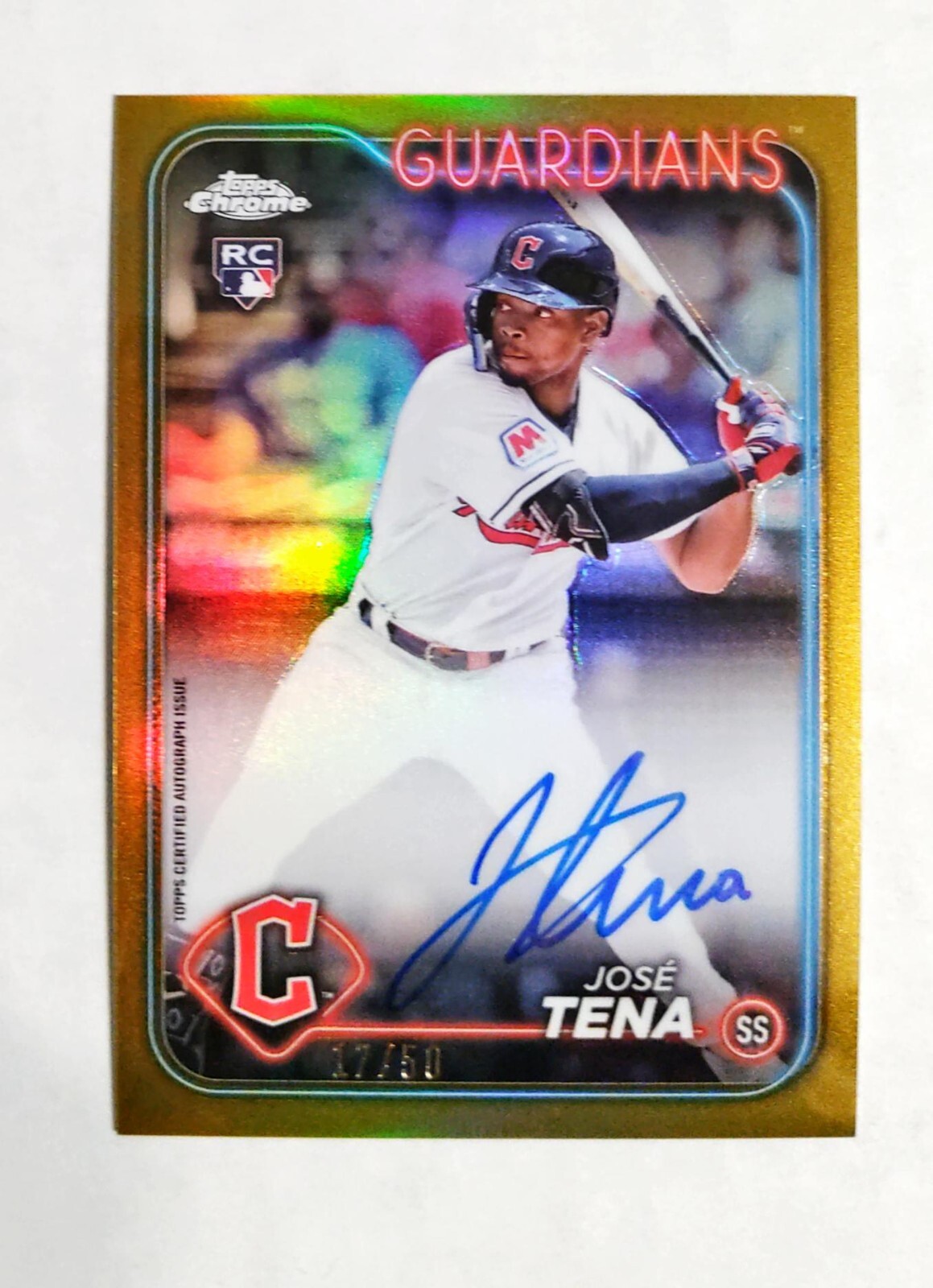 Jose Tena 2024 Topps Chrome RC AUTO Rookie GOLD REFRACTOR 17/50 Guardians z1