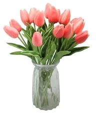 10PCS Artificial Tulips Flowers,Realistic and Real Touch Fake Tulips Bouquets