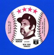 1976 ISALY'S / SWEET WILLIAM BASEBALL DISC - THURMAN MUNSON NM+ NEW YORK YANKEES