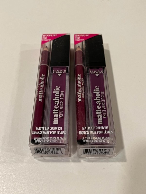 2 PK HARD CANDY MATTE AHOLIC VELVET MOUSSE LIP COLOR + LINER #1532 CANDY SHOP