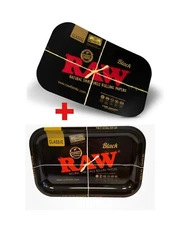 raw black rolling tray + raw black rolling tray magnetic cover lip