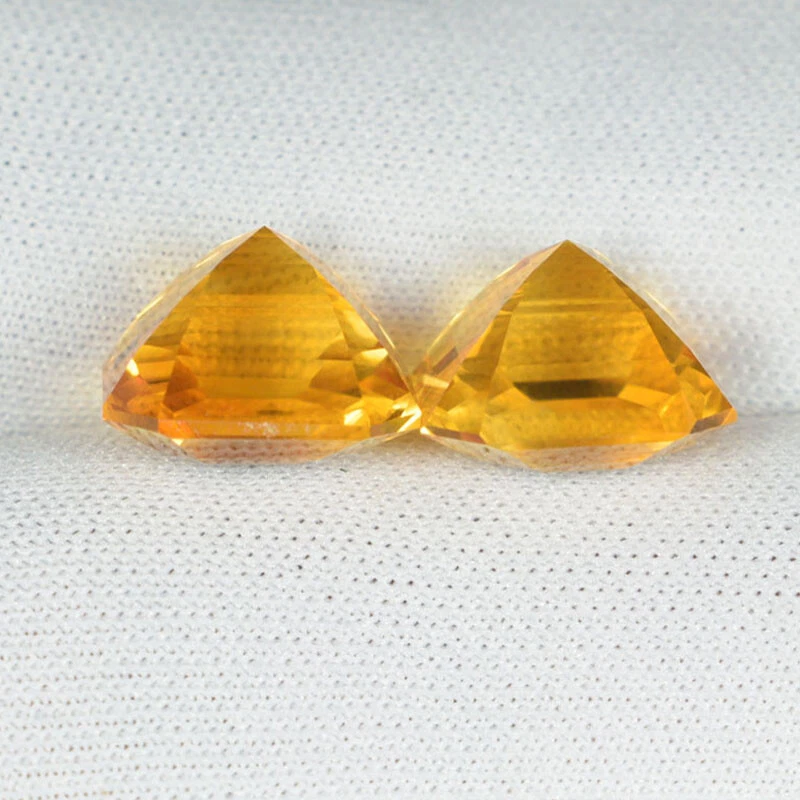 8.94Cts Good Color Natural Orange Citrine Fancy Trillion 10mm Square Pair..!! - Image 2 of 2