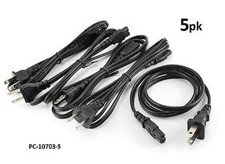 PAQUETE DE 5 pies 2 clavijas figura-8 cable de alimentación de computadora no polarizado de repuesto