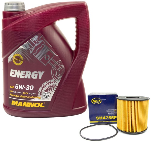 MotoröL Set 5W-30 5 Liter + ÖLfilter SH 4755 P FüR Opel Movano Vivaro Renault-image