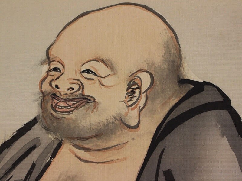 HANGING SCROLL JAPANESE PAINTING JAPAN Lucky God Hotei ORIGINAL