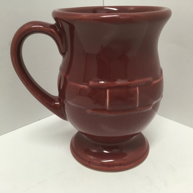 LONGABERGER WOVEN TRADITIONS MAROON 16 oz GRAND MUG PEDESTAL FOOTED