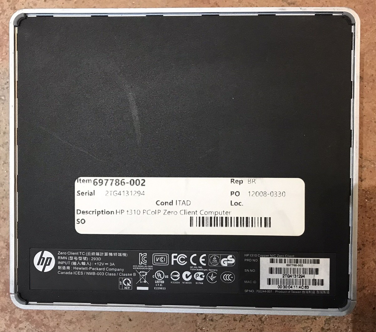 HP t310 Zero Client TC 293D PCoIP VMware- 697786-002 W/ Power