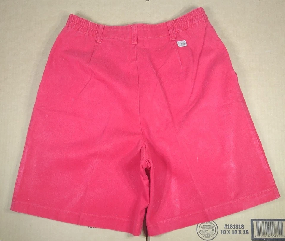 Pantalones Cortos De Colección Años 90 LEE Desteñidos Rojo Caqui Cintura 14 Medianos Relajados Plisados Mamá Grunge Foto 3 de 4