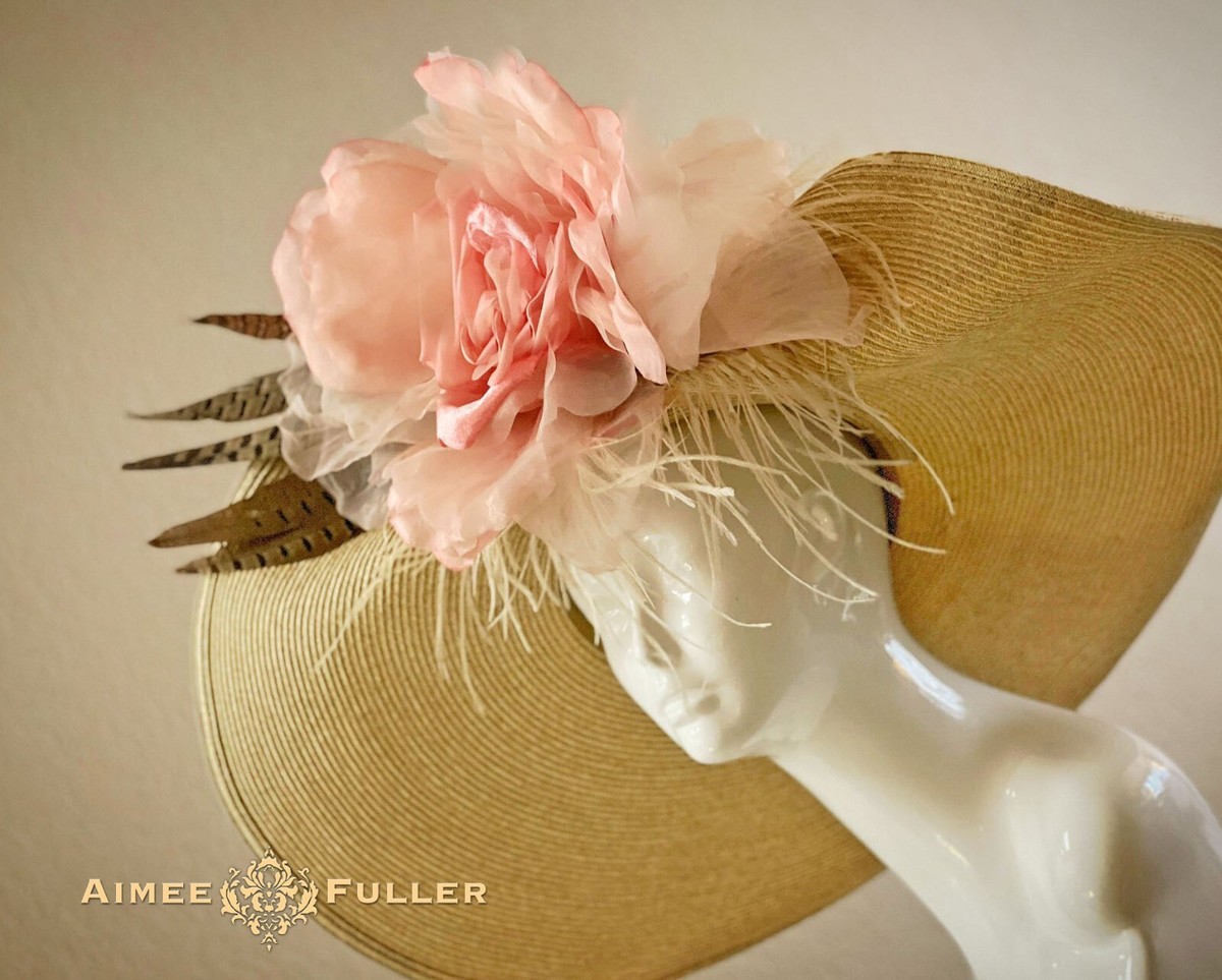 Kentucky Derby Hat Fascinator Elegant Pink Floral Feather Ascot Oaks Headwear il_fullxfull.5862550980_p3kl.jpg main image 4