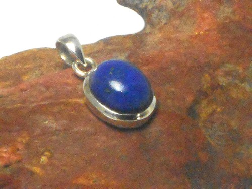 Small Oval Blue Lapis Lazuli Sterling Silver 925 Gemstone PENDANT - Picture 2 of 6