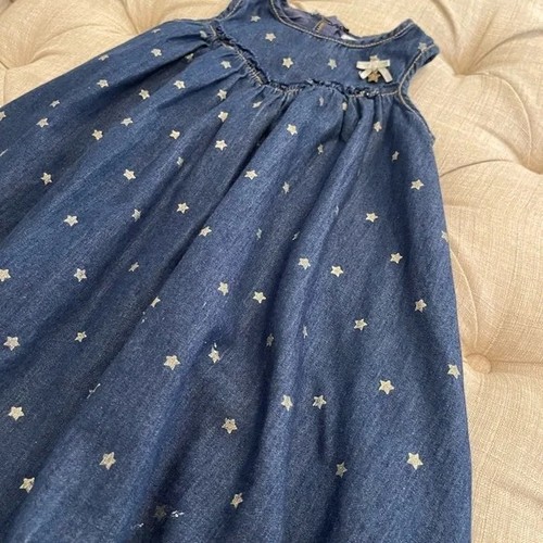 Lily Wicket Kids girl’s blue chambray/denim stars dress size 5T - Picture 5 of 7