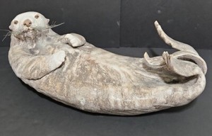Life Like Pottery Whimsical Otter Sculpture Wire Whiskers 21" Long