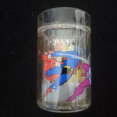 1996 Snow Globe Glass Tumbler Cup Warner Bros Studio Store Animated Superman 