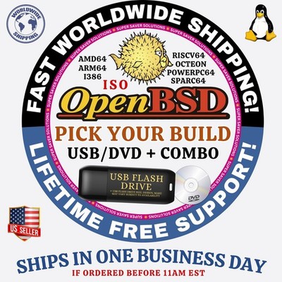 OpenBSD Linux OS ISO - ALL VERSIONS - 64BIT USB-DVD, LIVE-FULL BOOT, MAC PC
