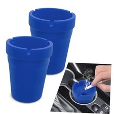 2PCS Car Ashtray, Portable Mini Vehicle Cigarette Trash Can, Automotive Blue