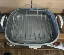 Circulon Nonstick Roasting Pan Roaster with Built in Rack 18" X 14" Gray
