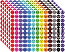 Smiley Stickers, 2600 PCS, 3/4 Inch, Colorful Round