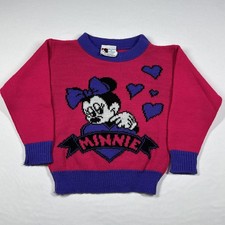 Vintage 90s Disney Minnie Mouse Pink Purple Sweater Mickey  Friends