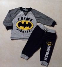 Baby Boy 2 Piece Batman Themed Outfit "Crime Fighter" Logo Spell Size 6-9 Month