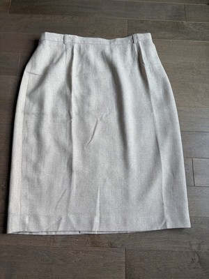 Escada Margaretha Ley Womens Zip Up Close Lined Cream Linen Pencil Skirt Size 42