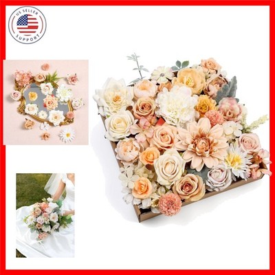 Artificial Flowers Rose 32pcs Silk Mix Peony Daisy Hydrangea Fake Flowers for...