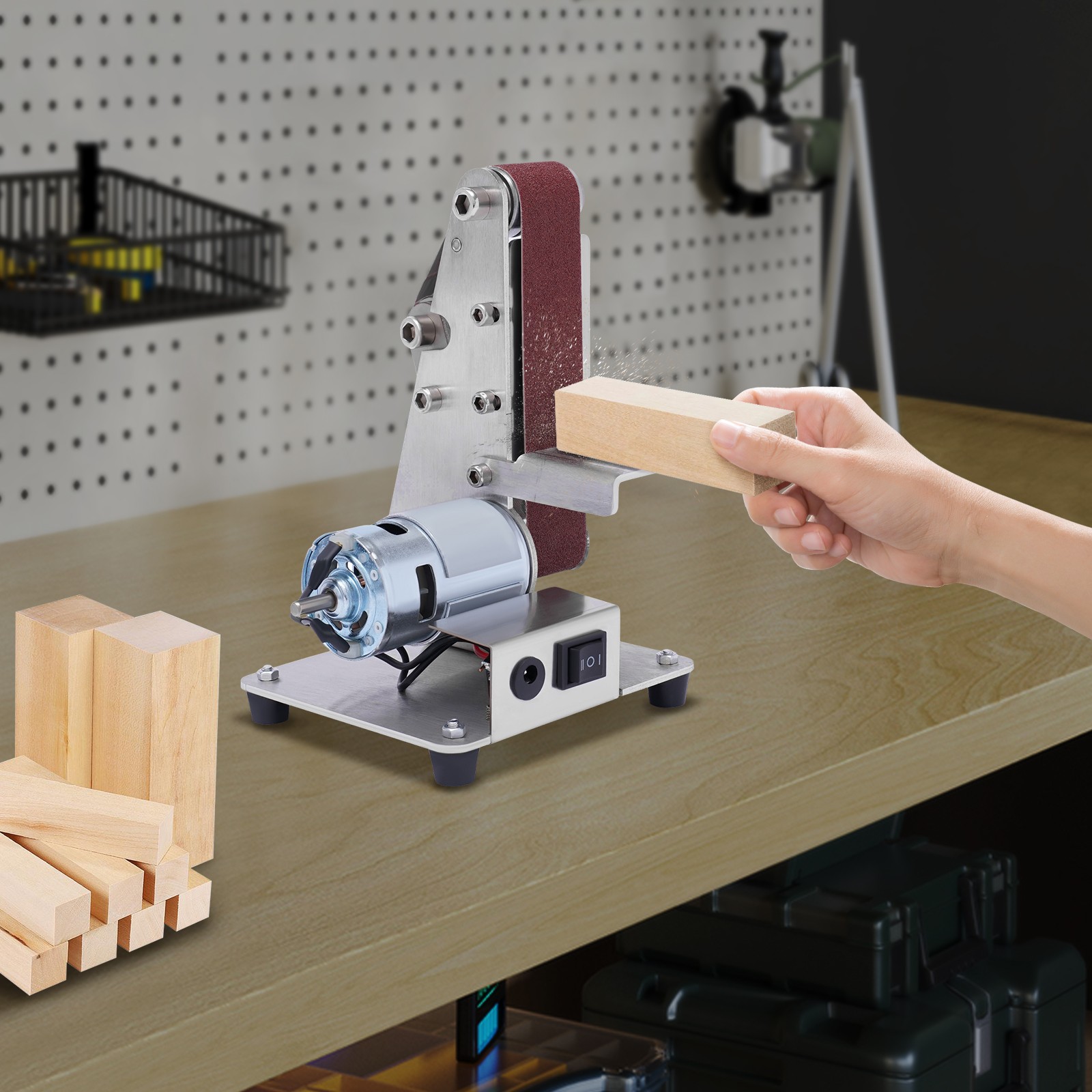 DIY Mini Belt sander Knife Apex Edge sharpener Polishing Grinding Machine w/Belt