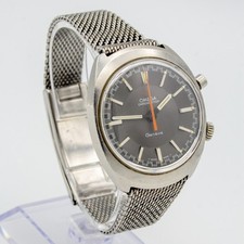Vintage Omega Geneve Chronostop 145.009 Charcoal Dial Steel Mesh Watch 1960s