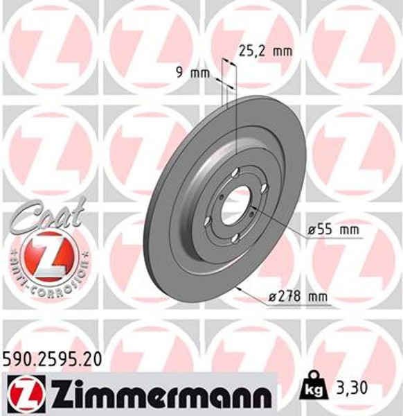 2X Bremsscheibe Coat Z Zimmermann 590.2595.20 FüR Toyota Yaris KSP130_ KSP130-image