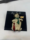 Vtg Signed Eisenberg Ice Pin Snowman Broom Umbrella Enamel Gold Tone Christmas