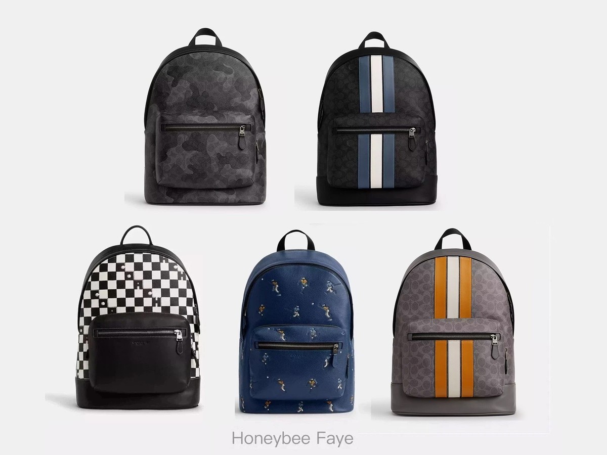 NWT Coach West Backpack With Checkerboard Print/Varsity Motif