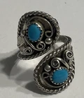 Vintage Native American Navajo Sterling Silver Turquoise Ring Size 8.5 Signed DT