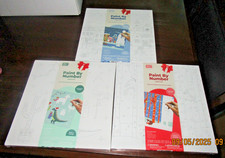 LOT 3 SMILE Paint By Number Craft Kits Winter Holiday Unicorn Dinosaur Cardinal