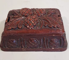 Vintage Syroco Pinecone Box w Lid Rustic Lodge Primitive