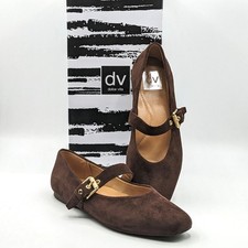 dv by Dolce Vita  Ballet Flat  Faux Suede Brass Buckle Foam Insole Brown NEW