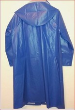 Damen Glanz PVC Regenmantel mit Kapuze Regenjacke Regen Jacke Mantel ca 44/Large