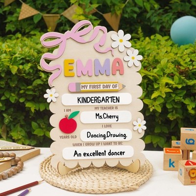 Personalized First & Last Day of School Wood Board - Custom Name Sign