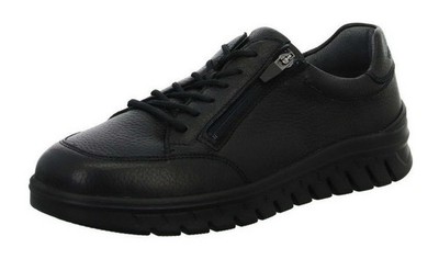 Waldläufer Halbschuh Bruno Schwarz Leder Schnürschuh Sneaker Extraweit Einlage