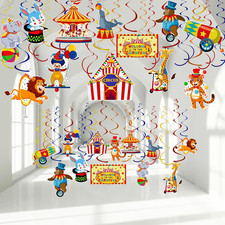 58 Pcs Carnival Circus Theme Party Decorations Circus Animal Hanging Swirl Decor